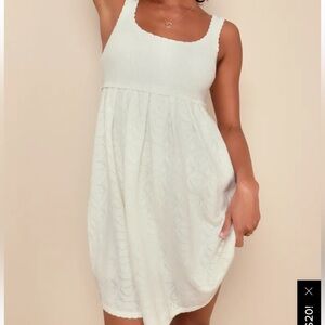 Lulu's Ivory Pointelle Mini Dress